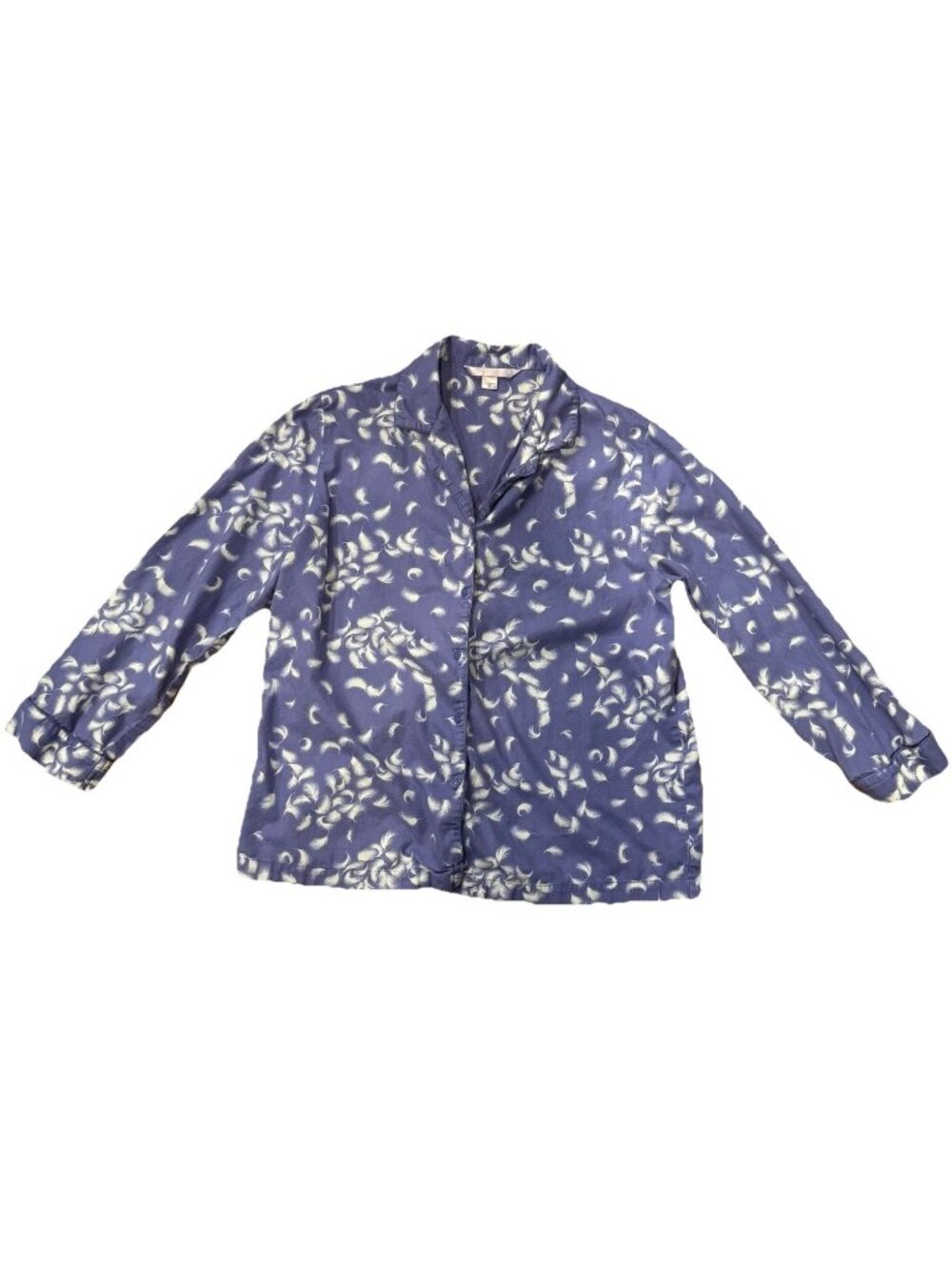 Y2K VTG Victoria's Secret Pajama Top Women’s Feather Print Button Up Sz M